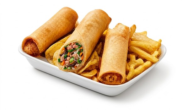 Spring Roll and Regular Chips